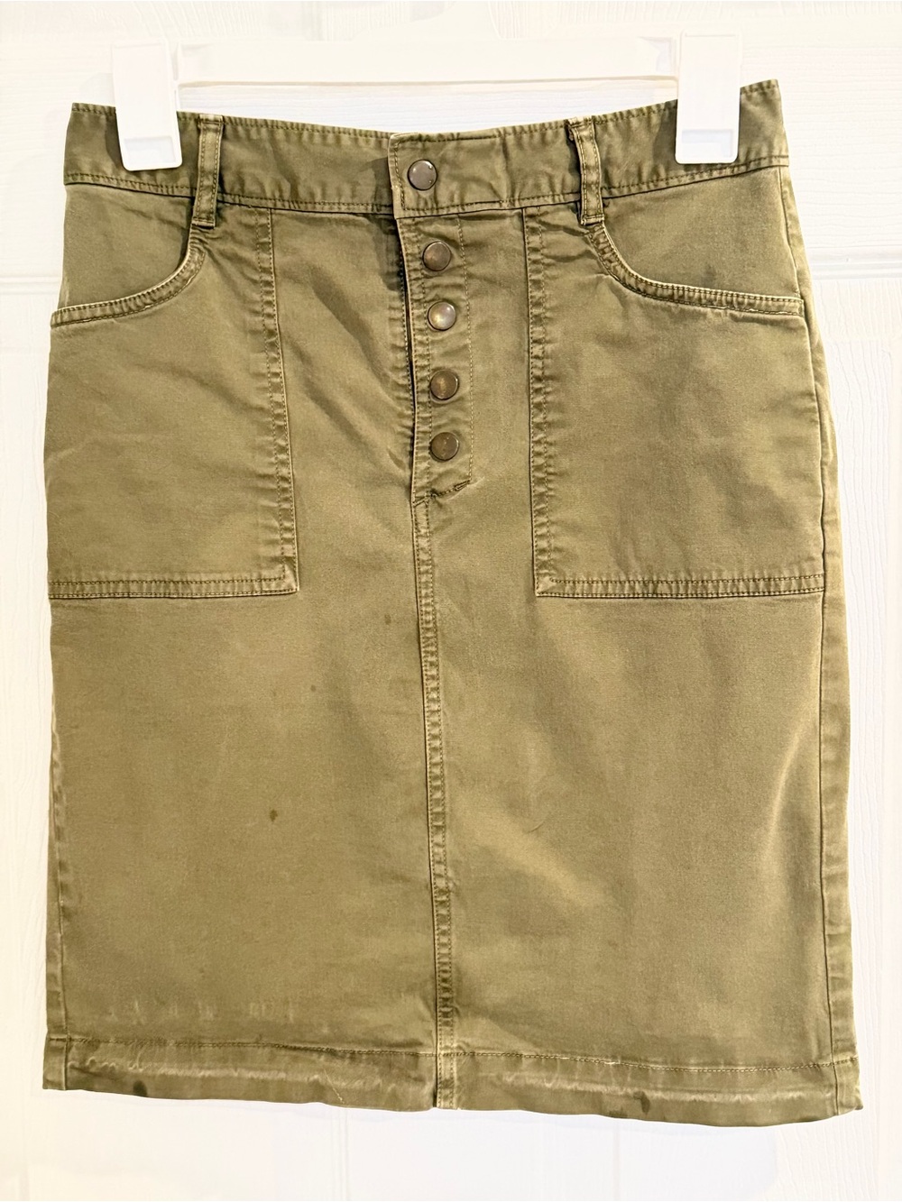 Banana Republic Olive Green Button-Front Pencil Skirt